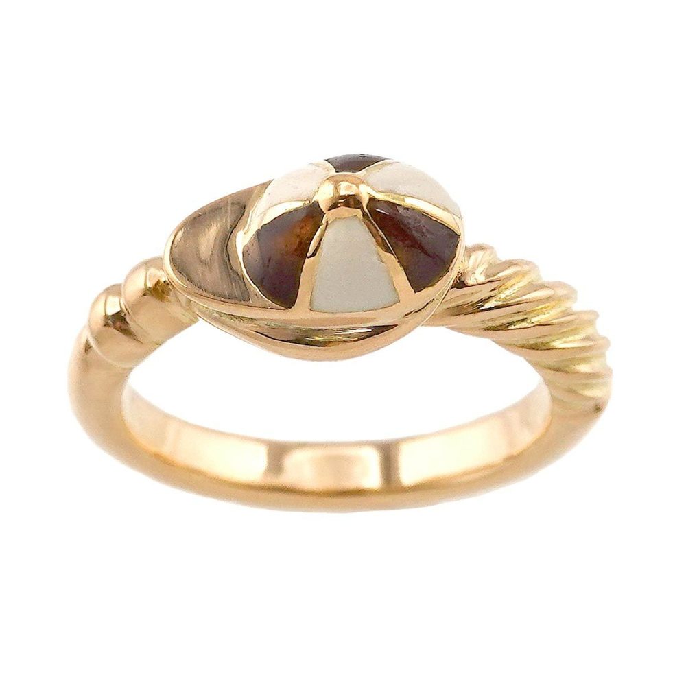 GUCCI No. 12 Ring Enamel K18 YG Yellow Gold 750 - Picture 2 of 8